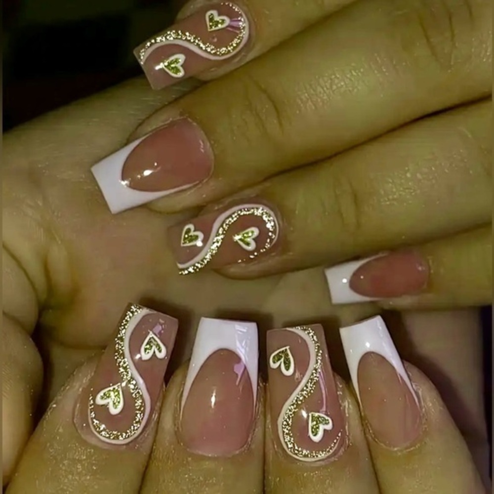 Pink & White Press On Nails NWT